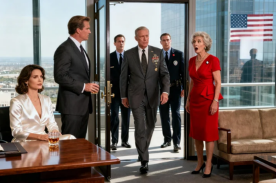 My husband served me divorce papers the night he ВЕСАМЕ СЕО, in front of his board, his mother laughing like I was already gone; I signed calmly—then a text hit my screen: Do not leave, Dad is coming, and the doors burst open…