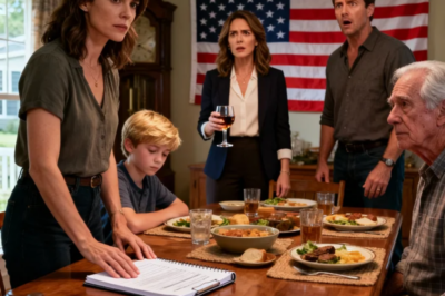 My sister smirked over dessert, “Maybe if your son had two parents, he wouldn’t be such a… mess.” My son pushed his plate away. I took out my folder and said, “Maybe if your—” She paled. Dad said, “Let it go.” But i’d held it too long…