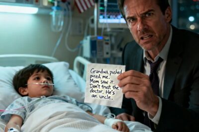 Hospital called. “Your son is in the ICU. Burn marks on 60% of his body.” I was in another country. Flew 14 hours. Wife said, “he fell into the fireplace.” my son wrote on a napkin: “grandma pushed me. Mom watched. Don’t trust the doctor. He’s uncle.” I smiled at my wife. “I believe you.” that night, I moved him to a different hospital. What the new doctor found made him call the FBI…