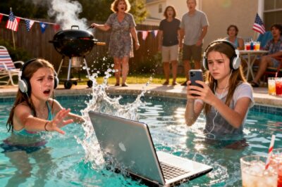 MY NIECE DUMPED MY DAUGHTER’S NEW LAPTOP IN THE POOL: “GET A BETTER ONE NEXT TIME.” SISTER SMIRKED. I JUST WATCHED. MONDAY MORNING, THEIR BUSINESS LICENSES EXPIRED. BECAUSE I’D ACQUIRED THE BUILDING. WHO NEEDS A BETTER ONE NOW…