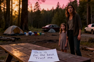 I WENT CAMPING WITH MY PARENTS AND MY BROTHER’S FAMILY. AFTER A SHORT WALK WITH MY 10-YEAR-OLD DAUGHTER, EVERYTHING WAS GONE – THE PEOPLE, THE TENTS, THE FOOD, THE CARS. NO CELL SERVICE. JUST A NOTE ON THE TABLE: „THIS IS FOR THE BEST. TRUST ME”. THEY LEFT US TO DIE IN THE FOREST. TEN DAYS LATER, THEY REGRETTED IT