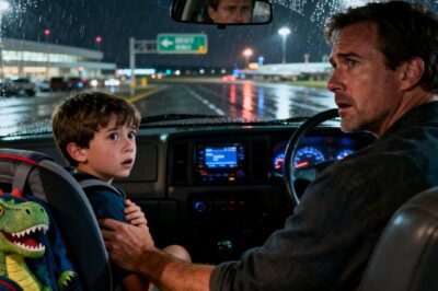 After I dropped my wife off at the airport for her business trip, my eight-year-old whispered, “dad… We can’t go home. I heard mom planning something bad for us.” so we hid. Ten minutes later, I froze… When I saw…