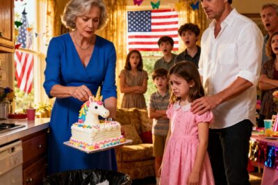 My mother-in-law threw my daughter’s birthday cake in the trash. “She doesn’t deserve a celebration,” she said. My husband just watched. Tears filled my daughter’s eyes. But then she smiled and said, “Grandma, I made you a special video.” She hit play on her tablet — and my mother-in-law turned white