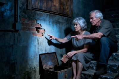 My son and his wife locked my husband and me in the basement of our house. While I panicked, my husband whispered: “Quiet… they don’t know what is behind this wall.” When they left, my husband moved a brick and showed me a secret he had kept hidden for 39 years…
