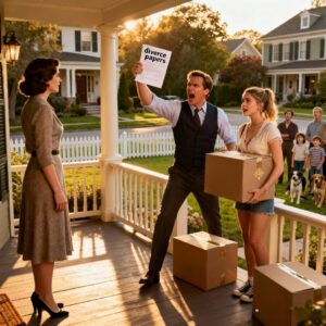 My husband threw divorce papers at me and said, “You have 36 hours to move out. My new girlfriend owns everything here now-you leave with nothing.” he said it loud enough for the neighbors to hear, just to shame me. I only smiled because when she stepped inside that house, she learned a truth that changed everything