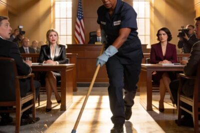 In court, the billionaire’s lawyers didn’t show. She was alone. I stepped forward, working as a janitor. “I will defend her.” Everyone laughed. “You’re just a cleaner,” they said. But there was something they didn’t know…