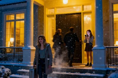 AT CHRISTMAS EVE, MY PARENTS THREW ME OUT WITH A SUITCASE. MY SISTER SMIRKED, “LET’S SEE HOW YOU MANAGE!” I SHIVERED ON A SNOWY BENCH. SPOTTING A BAREFOOT, PURPLE-FACED WOMAN, I HANDED HER MY WINTER BOOTS. AN HOUR LATER, 19 BLACK BMWS SURROUNDED ME… THE WOMAN SAID JUST ONE SENTENCE