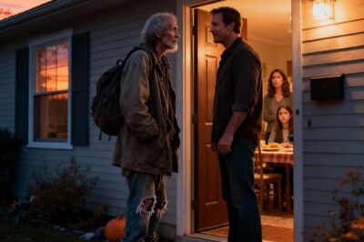 ON THANKSGIVING THE DOORBELL RANG, IT WAS A HOMELESS MAN. “DO YOU HAVE ANY SPARE FOOD?” MY MOM SAID “GIVE HIM MONEY AND CLOSE THE DOOR.” MY DAD SAID “SET ANOTHER PLACE. HE’S EATING WITH US.” I WAS FURIOUS. EMBARRASSED. THEN AT DINNER HE SAID SOMETHING THAT MADE MY DAD GO WHITE. I HAD NO IDEA WHO THAT MAN REALLY WAS.