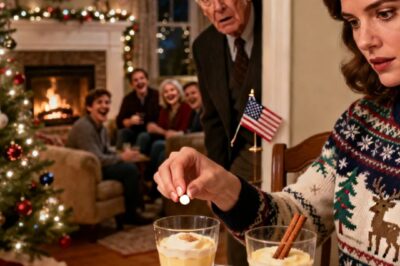 I saw my daughter-in-law drop a pill into my wife’s eggnog right in the middle of the Christmas party. She kept smiling at the guests, as if it were all just a harmless joke. I quietly swapped the glasses… She turned her head, her eyes landed on me, and her smile suddenly faded…