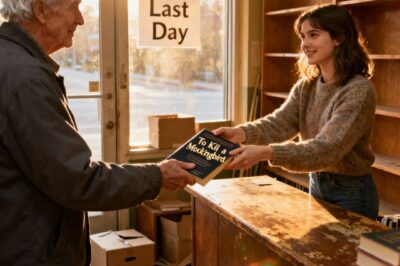 ON THE LAST DAY OF MY FAILING BOOKSTORE A SAD OLD MAN WAS MY FINAL CUSTOMER. I GAVE HIM A BOOK FOR FREE. AS HE LEFT, HE GAVE ME HIS BUSINESS CARD. HE WASN’T A CUSTOMER. HE WAS THE RUTHLESS DEVELOPER WHO WAS GOING TO DEMOLISH MY BUILDING.