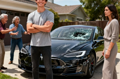 MY YOUNGER BROTHER DESTROYED MY NEW TESLA MODEL S PLAID. HE MOCKED, “MOM AND DAD WILL ALWAYS TAKE MY SIDE, THERE’S NOTHING YOU CAN DO!” THEY TRIED TO INTERVENE… UNTIL I PRESENTED THE INSURANCE REPORT. SUDDENLY, HIS FACE DRAINED OF COLOR. I CALMLY RESPONDED, “NOW LET’S SEE WHO CAN RESCUE YOU.