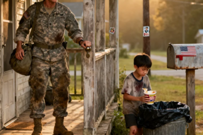 My deployment ended early. I drove 9 hours to surprise my son. Found him eating from the trash can in the backyard. Barefoot. Ribs showing. “Mommy and grandpa said food is for the blood-related only.” I picked him up. Took him to my truck. Bought him his first real meal in weeks. Then I walked back inside. My wife and her father were watching TV. Laughing. What I did in the next hour—true story—changed everything…