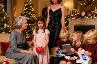 My mother-in-law gave her grandkids iPads, jewelry, and cash—except my daughter. “Not really family,” she said. My husband said nothing. Then, my 7-year-old slid a box across the table and said, “Grandma, dad told me to give this to you if you ever ignored me again.” She opened it—and screamed.