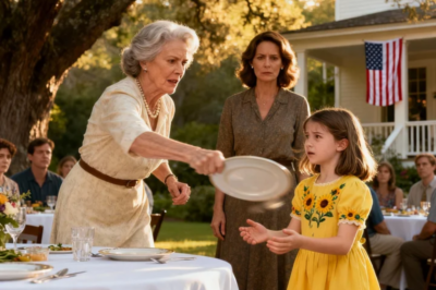 At a garden party, mom grabbed my daughter’s plate, saying, “Adopted children eat in the kitchen.” The table went quiet. My daughter just stared at her empty hands. Then my son stood up and said, “Grandma, should i tell everyone who really paid for this house?” The color drained from her face…