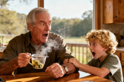 My son and his wife went on a cruise, leaving me to babysit my 8-year-old grandson, who was born mute. When the door shut, he looked at me and said in a perfect voice: “Grandpa, don’t drink the tea mom made… she plotted.” My blood ran cold…