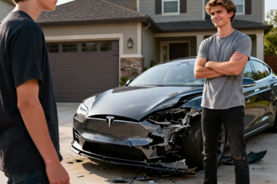 MY YOUNGER BROTHER WRECKED MY BRAND-NEW TESLA MODEL S PLAID. HE SNEERED: ‘MOM AND DAD WILL TAKE MY SIDE, THERE’S NOTHING YOU CAN DO!’ THEY TRIED… UNTIL I PULLED OUT THE INSURANCE REPORT. SUDDENLY, HIS FACE TURNED PALE. I COLDLY SAID, ‘NOW LET’S SEE WHO CAN SAVE YOU.