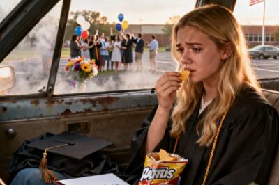 I ate alone in my car after graduation, while families hugged and posed for pictures inside the gym. My parents never came. No calls, no photos, not even an excuse. But just as I bit into my burger, someone knocked on my window- and…. Everything changed after that