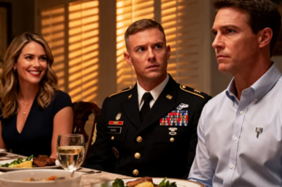 MY SISTER BEAMED AT DINNER: “THIS IS MY FIANCÉ-AN ARMY RANGER. A REAL HERO.” THEN SHE TURNED TO ME WITH A SMIRK: “UNLIKE YOU AND YOUR SAFE LITTLE OFFICE WORK.” BUT THE RANGER SPOTTED THE METAL PIN ON MY SHIRT AND WENT RIGID. HE PULLED HER BACK AND SAID YOU DON’T KNOW WHO YOU’RE SITTING WITH