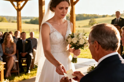 MY DAUGHTER’S FIANCÉ KEPT ASKING ABOUT OUR RANCH PROPERTY, AND I THOUGHT NOTHING OF IT. DURING THE WEDDING, AS SHE STOOD AT THE ALTAR ABOUT TO SAY “I DO,” SHE HANDED ΜΕ Α NOTE FROM HER BOUQUET THAT SAID, “DAD, HELP ME.” I STOOD UP AND…