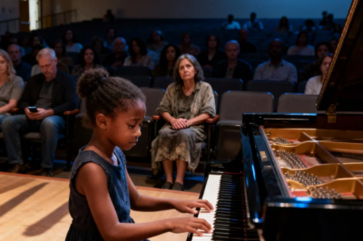 At my daughter’s school talent show, no one clapped for her. Even the judges looked bored. I heard a parent whisper, “She’s the ‘poor girl’ from that single mom.” I held back tears — until a stranger stood up from the back row. The room went silent as he took the stage.