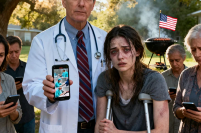 At my dad’s birthday, my sister ripped the crutch from my hand and snapped, “Stop faking it — you’re just leeching.” My relatives laughed as i hit the floor. None of them knew my surgeon was right behind them. He stepped forward, touched my sister’s shoulder. Guess whose Christmas got ruined.