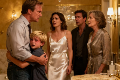 My son called me from my mother-in-law’s bathroom, crying: “Daddy, come now. Don’t tell Mommy.” “What’s wrong?” “Uncle locked the door. I can hear him outside. He’s waiting.” Line went dead. I left work. Didn’t even clock out. Broke every speed limit. Kicked the bathroom door down. My son was curled in the corner, shaking. I picked him up. Turned around—my wife’s entire family was standing in the hallway, blocking the exit, smiling together. But they had no idea about…