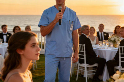 I ARRIVED AT MY SISTER’S HAMPTONS WEDDING EARLY. FOUND MY DAUGHTER IN THE PREP ROOM. EATING LEFTOVER FOLDING SANDWICHES. FOLDING CHAIR. OUTSIDE, HER COUSINS WORE DES DESIGNER DRESSES. MY SISTER WAS SERVING THEM LOBSTER THERMIDOR. MY DAUGHTER SAW ME. TEARS IN HER EYES. “DAD, AUNT JENNIFER SAID HOSPITAL SCRUBS SMELL BAD.” I WALKED IN. GRABBED THE MICROPHONE. WHAT I SAID DURING THE TOAST MADE 150 GUESTS GO SILENT…