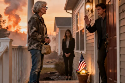 My farm was destroyed by a summer wildfire, so I went to my daughter’s house. Her husband blocked the door: “you’ll ruin my Persian rug! I have no place for a homeless woman.” desperate, I called my late neighbor’s son, a boy I treated like my own-now a billionaire. Nobody knew I had his number. When he landed his helicopter on their lawn and said three words…