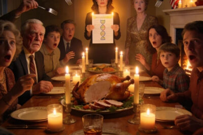 AT THANKSGIVING DINNER, MY DAD STOOD UP IN FRONT OF EVERYONE AND SHOUTED I’M DONE PRETENDING SHE’S MY DAUGHTER. THE ROOM FROZE. MY HANDS TREMBLED, BUT I SMILED, SLOWLY STOOD UP, AND SAID: “IF YOU’RE BEING HONEST TONIGHT” I WALKED TO THE HALLWAY CLOSET, PULLED OUT AN OLD SMALL THING. HIS SMILES VANISHED AS I REVEALED