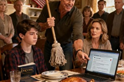 “YOU’LL BE CLEANING FLOORS FOREVER,” HE ANNOUNCED AT FAMILY DINNER. RELATIVES CHUCKLED. MY SON STAYED FOCUSED ON HIS STUDIES. I OPENED MY LAPTOP: “SPEAKING OF CLEANING, LET’S DISCUSS WHO… THE LAUGHTER STOPPED. MOM PLEADED, “KEEP PEACE.” BUT THEN…