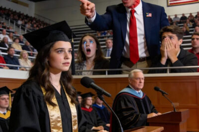 AT MY GRADUATION, MY DAD STOOD UP IN THE BLEACHERS AND YELLED: “DON’T CLAP-I PAID FOR THAT DEGREE, NOT HER. 2,000 PEOPLE STARED. MY HANDS SHOOK BUT I SMILED, STEPPED BACK TO THE PODIUM AND SAID 7 WORDS. THE DEAN TURNED TO MY DAD. SECURITY WAS ALREADY WALKING TOWARD HIM
