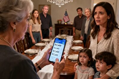 THOSE CHILDREN DESTROY MY PEACE, PAY UP OR GET OUT,” MOTHER ANNOUNCED AT DINNER. RELATIVES SMIRKED. MY KIDS KEPT QUIETLY EATING. I OPENED MY PHONE: “INTERESTING TIME TO REVEAL HER SMILE VANISHED. DAD WHISPERED, “DON’T.” BUT THEN I…