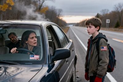 EXHAUSTED ON THE ROAD TO MY MOTHER-IN-LAW’S PLACE, MY HUSBAND LET ME TAKE THE WHEEL AND DRIFTED OFF, AND THE MOMENT I SAW A SHIVERING BOY ON THE ROADSIDE…