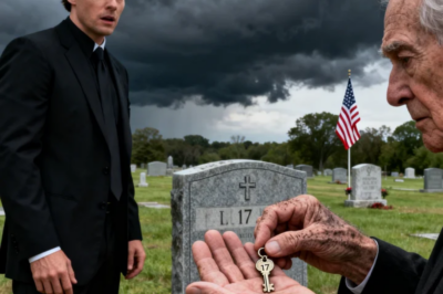 At my father’s funeral, the gravedigger pulled me aside: “Sir, your dad paid me to bury an empty coffin.” I said, “Stop joking.” He slipped me a key and hissingly said, “Don’t go home. Go to unit 17 now.” My phone buzzed: mom texted, “Come home alone.” In unit 17, I found…