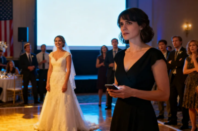 AT MY SISTER’S WEDDING RECEPTION, THE SCREEN LIT UP: “INFERTILE. DIVORCED. FAILURE. HIGH SCHOOL DROPOUT. BROKE. ALONE.” THE ROOM ERUPTED IN LAUGHTER. MY SISTER SMIRKED: “DON’T LAUGH TOO HARD, SHE MIGHT ACTUALLY CRY!” MOM SWIRLED HER WINE. DAD SMILED: “JUST A JOKE, SWEETHEART.” I REACHED FOR MY PHONE, THEN TYPED 1 WORD: “BEGIN.” THE ROOM WENT DEAD SILENT.