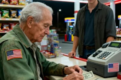 I stopped at a gas station outside Tulsa. An old veteran stood at the counter, counting coins’ for coffee. He was one dollar short. I put a dollar on the counter and left. I forgot about it. A week later…my doorbell rang.