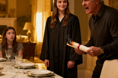 AT MY GRADUATION DINNER, MY FATHER DEMANDED I GIVE UP MY INHERITANCE TO MY SISTER. I REFUSED – “YOU DON’T DESERVE GRANDPA’S MONEY” HE SAID, WATCHING MY DIPLOMA BURN. I SMILED AND LEFT. AT THE LAWYER’S OFFICE NEXT WEEK, THEY DISCOVERED… WHY I’D BEEN SO CALM…