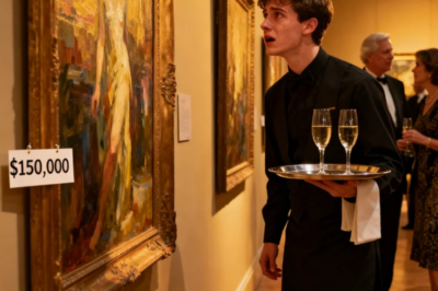 I WAS SERVING CHAMPAGNE AT A GALLERY WHEN I SAW IT. A PAINTING I MADE WHEN I WAS 6. PRICE TAG: $150,000. ‘SIR, THAT PAINTING IS MINE,’ I SAID. ‘IMPOSSIBLE,’ THE GALLERY OWNER LAUGHED. HE CALLED SECURITY TO KICK ME OUT. BUT HE FORGOT TO CHECK THE SECRET MESSAGE ON THE BACK OF THE CANVAS.
