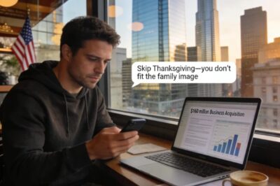 ‘WE CAN’T HAVE YOU AT THANKSGIVING, MOM TEXTED. ‘TYLER’S NEW WIFE SAYS YOU’D BRING DOWN THE CLASS.’ I SAID NOTHING. THAT EVENING, WHILE THEY ATE TURKEY, CNN ANNOUNCED MY $160M COMPANY’S ACQUISITION. MY PHONE EXPLODED BECAUSE…