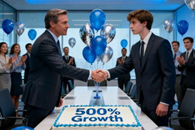 THE ENTIRE DEPARTMENT CELEBRATED 500% GROWTH -MY GROWTH. CAKE, SPEECHES, AWARDS. ‘NEW LEADERSHIP NEEDED, THE CEO ANNOUNCED, INTRODUCING HIS 22-YEAR-OLD SON AS MY REPLACEMENT. I SHOOK THE KID’S HAND WARMLY. NOBODY KNEW I’D ALREADY MEETINGS WITH OUR TOP 5…