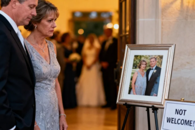 ON OUR DAUGHTER’S WEDDING DAY MY HUSBAND AND I SAW A PHOTO OF US AT THE ENTRANCE WITH A SIGN SAYING “DO NOT LET THESE TWO IN!” WE TURNED AROUND AND LEFT WITHOUT A WORD. 3 HOURS LATER SHE REALIZED HER WEDDING HAD ENDED THE MOMENT…