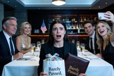 AT MY GRADUATION DINNER, MY DAD LAUGHED AND HANDED ME A BAG THAT SAID ‘BARELY PASSED,” “WE HONESTLY DIDN’T THINK YOU’D MAKE IT, SWEETIE.” I STOOD UP WITH A SECRET CONTRACT IN MY POCKET AND SAID, “TO THE PEOPLE WHO GAVE UP ON ME-GOODBYE”