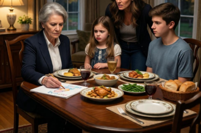 At the family dinner table, my mother picked up my 6-year-old’s handmade gift and pushed it aside. “Children from poverty don’t call me grandma.” My daughter’s lip trembled. My 15-year-old son slowly stood up. He looked at her and said four words… my mother’s face went completely white.