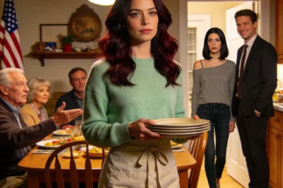 I drove four hours for a family dinner just to be handed an apron the second I walked in. My dad shoved plates into my hands and said, “Your brother’s girlfriend will be here soon, so don’t ruin this.” I didn’t argue. I didn’t ask questions. I just did what I’ve always done—set the table, served the food, and stayed invisible. Then she walked in. She looked straight at me… and froze in the doorway like she had just recognized someone she was never supposed to find here.