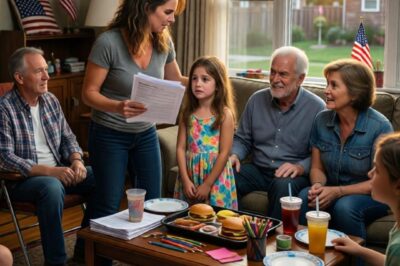 My dad barked at my 7-year-old stepdaughter, “no one cares what you think!” My mom added sweetly, “Only real grandchildren get to vote.” She went silent. Then I stood up and said, “I need to make an announcement!” Five minutes later, the whole room was in shock…