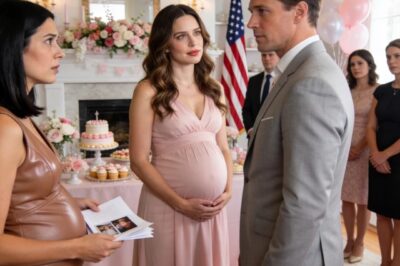 AT MY BABY SHOWER, A PREGNANT WOMAN WALKED IN AND CALLED MY HUSBAND “HONEY.” I FROZE. SHE SAID: “I’M HIS WIFE.” EVERYONE BELIEVED HER UNTIL I ASKED ONE SIMPLE QUESTION SHE WENT COMPLETELY PALE…