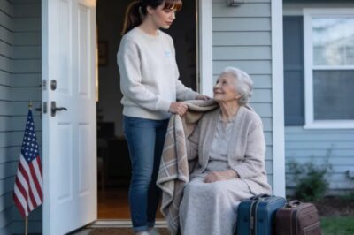 AT 5:30 Α.Μ.-38°F, MY PARENTS DUMPED MY 78-YEAR-OLD GRANDMA ON MY PORCH WITH TWO SUITCASES AND DROVE OFF. SHE TREMBLED, WHISPERING, “SORRY TO BOTHER YOU.” I HELD BACK TEARS AND BROUGHT HER INSIDE-THEN MADE ONE PHONE CALL. TWO WEEKS LATER, THEY… POUNDING MY DOOR NONSTOP.